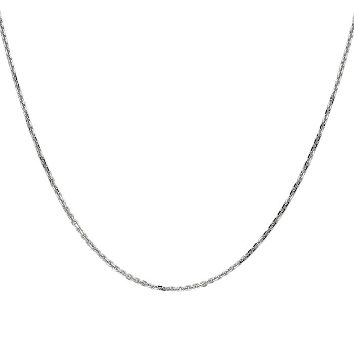 10K Solid White Gold 1.4mm Round Cable Rolo Link Chain Belcher Necklace