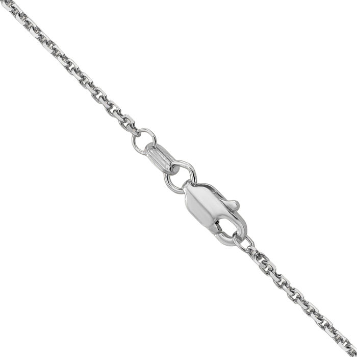 10K Solid White Gold 1.4mm Round Cable Rolo Link Chain Belcher Necklace