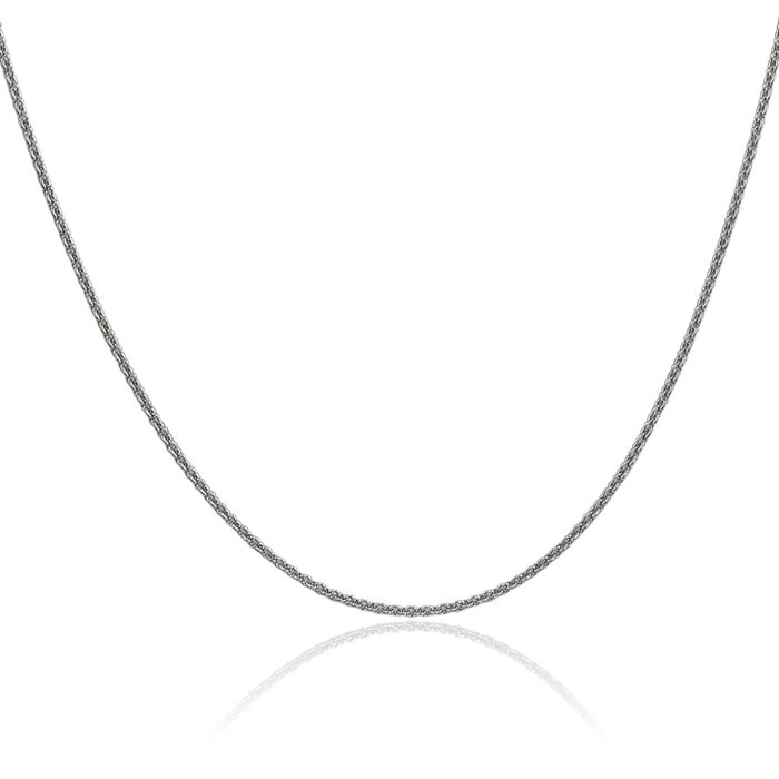 10K Solid White Gold 1.4mm Round Cable Rolo Link Chain Belcher Necklace