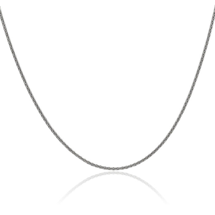 10K Solid White Gold 1.4mm Round Cable Rolo Link Chain Belcher Necklace