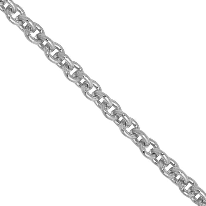 10K Solid White Gold 1.4mm Round Cable Rolo Link Chain Belcher Necklace