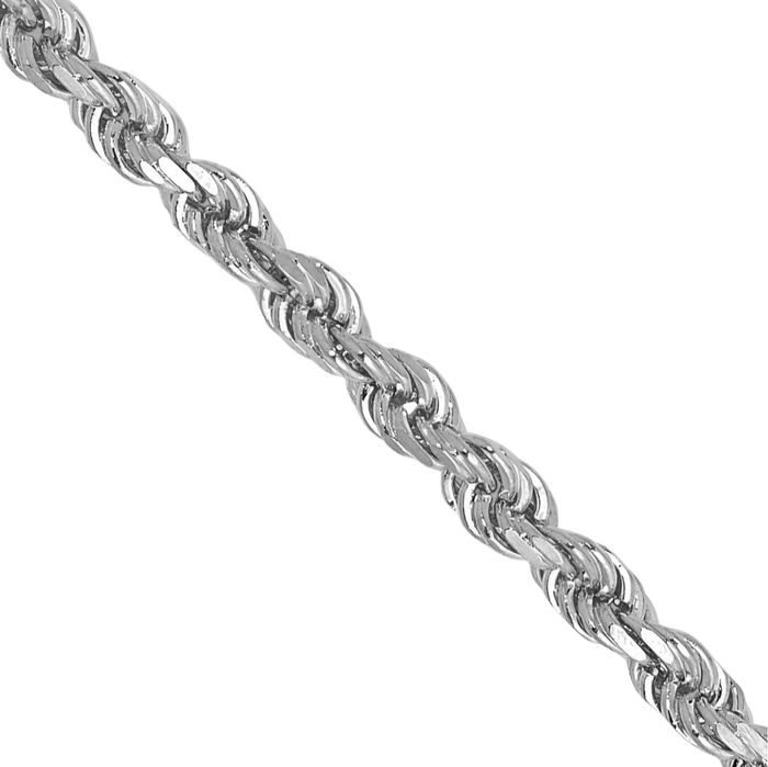 10K Solid White Gold 1.5mm Rope Chain Twisted Link Necklace