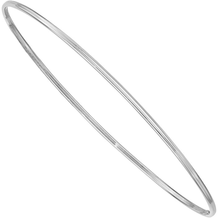 10K Solid White Gold 1.5mm Slip On Bangle Bracelet