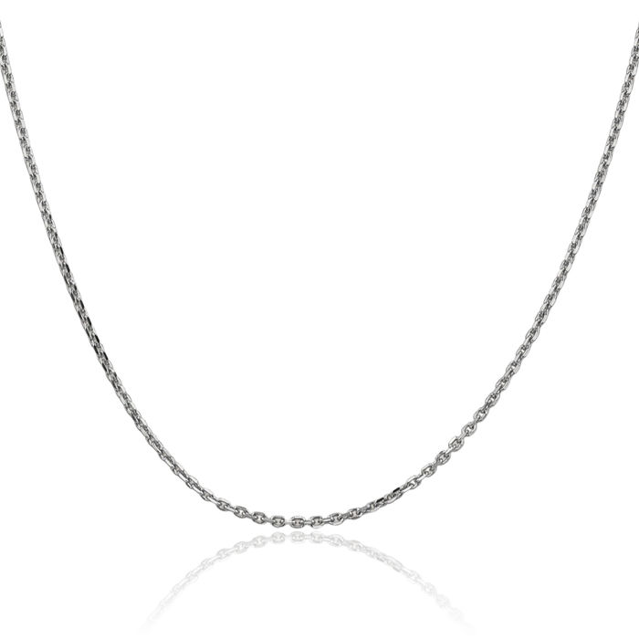 10K Solid White Gold 1.65mm Cable Rolo Link Chain Belcher Necklace