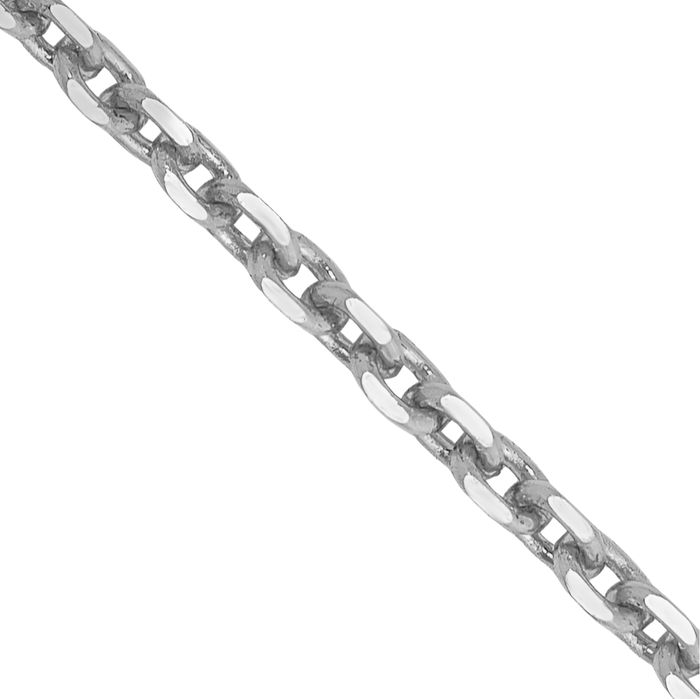 10K Solid White Gold 1.65mm Cable Rolo Link Chain Belcher Necklace