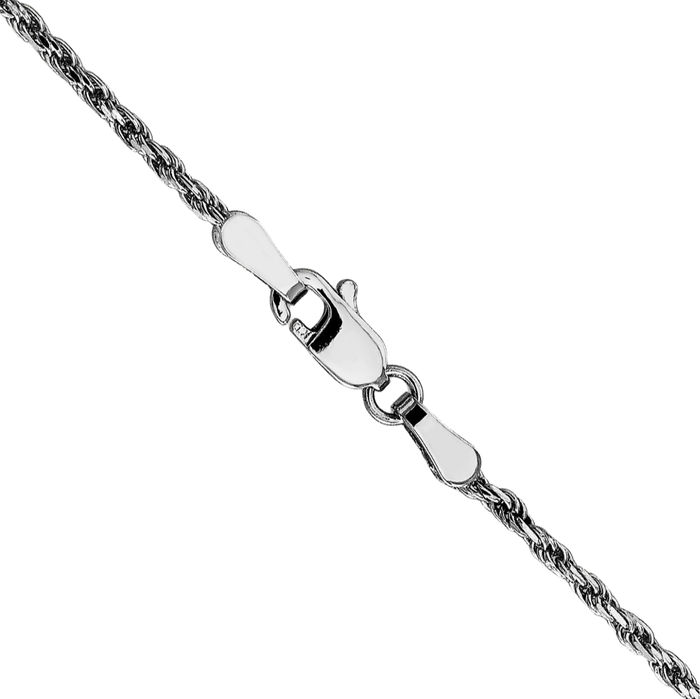 10K Solid White Gold 1.6mm Rope Chain Twisted Link Necklace