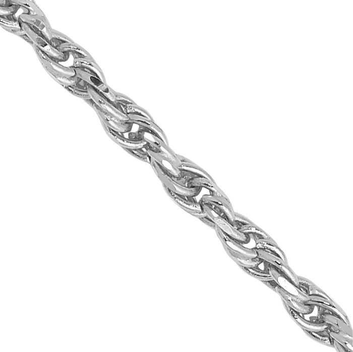 10K Solid White Gold 1.3mm Rope Chain Twisted Link Necklace