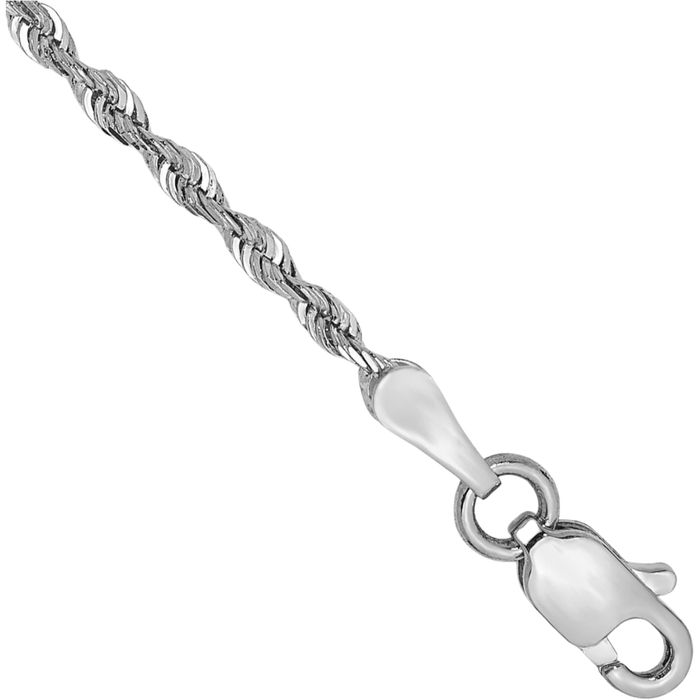 10K Solid White Gold 1.85mm Quadruple Rope Chain Bracelet