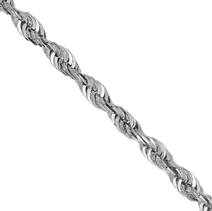 10K Solid White Gold 1.85mm Quadruple Rope Chain Twisted Link Necklace