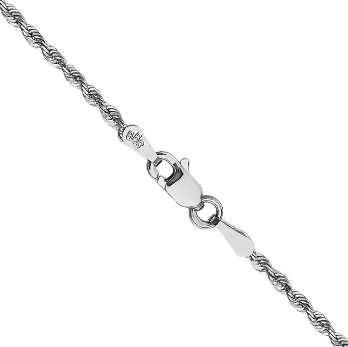 10K Solid White Gold 1.85mm Quadruple Rope Chain Twisted Link Necklace