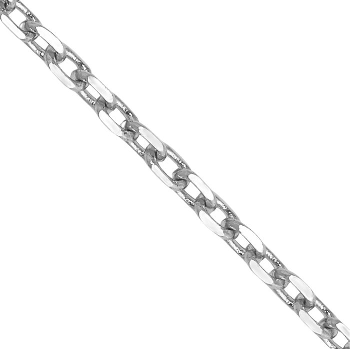 10K Solid White Gold 1.8mm Round Cable Rolo Link Chain Belcher Necklace