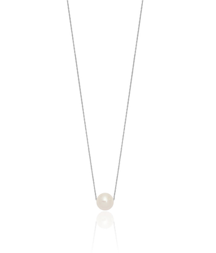 10K Solid White Gold 10mm Round Freshwater Cultured Pearl Rope Chain Twisted Link Necklace