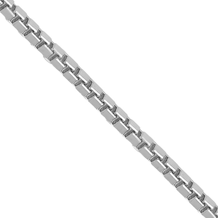 10K Solid White Gold 1mm Box Link Chain Necklace