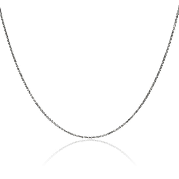 10K Solid White Gold 1mm Round Cable Rolo Link Chain Belcher Necklace