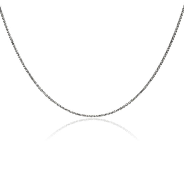 10K Solid White Gold 1mm Round Cable Rolo Link Chain Belcher Necklace