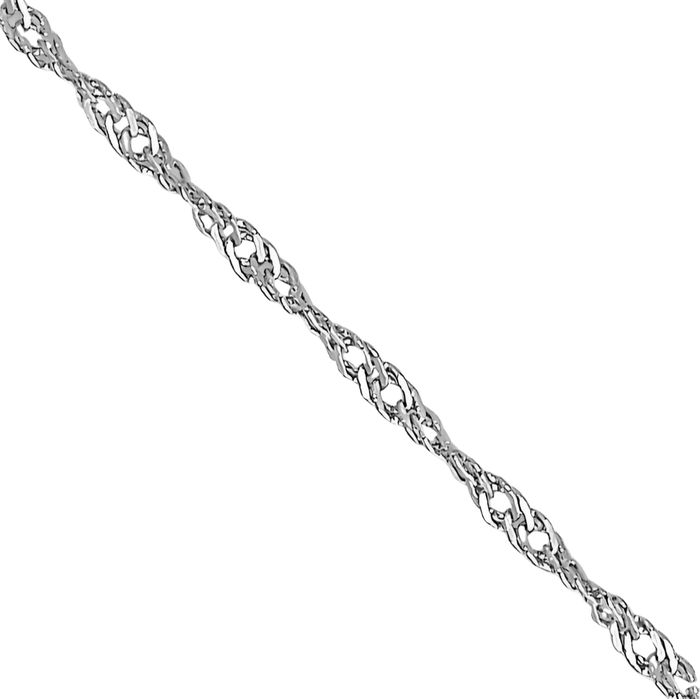 10K Solid White Gold 1mm Singapore Chain Necklace