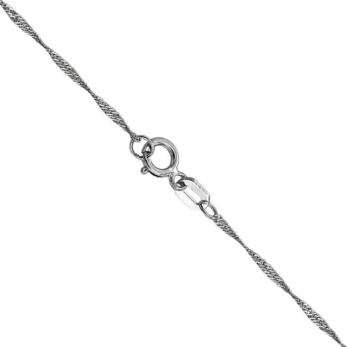 10K Solid White Gold 1mm Singapore Chain Necklace