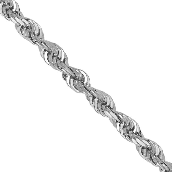 10K Solid White Gold 2.25mm Quadruple Rope Chain Twisted Link Necklace