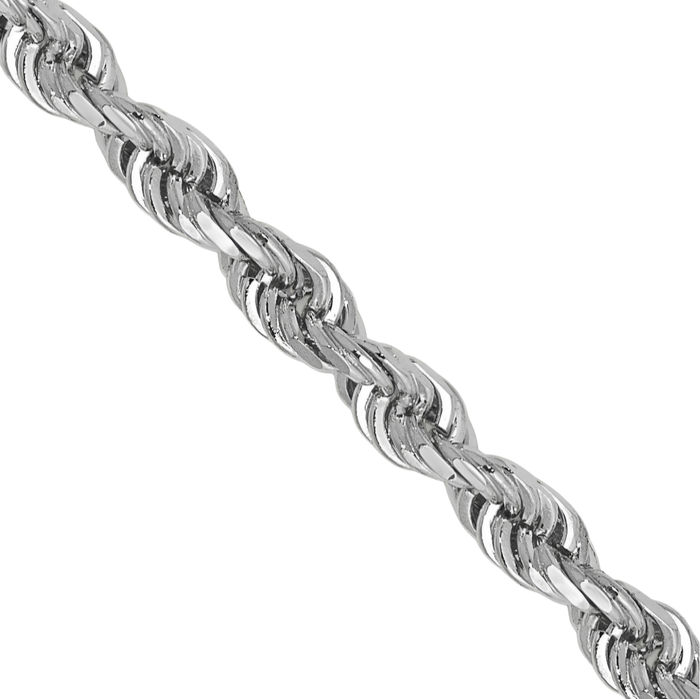 10K Solid White Gold 2.75mm Quadruple Rope Chain Twisted Link Necklace