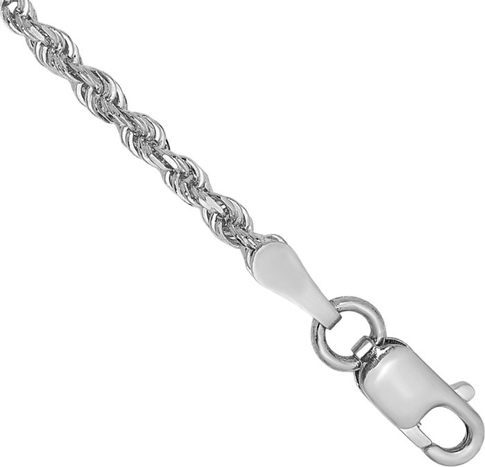 10K Solid White Gold 2mm Quadruple Rope Chain Bracelet