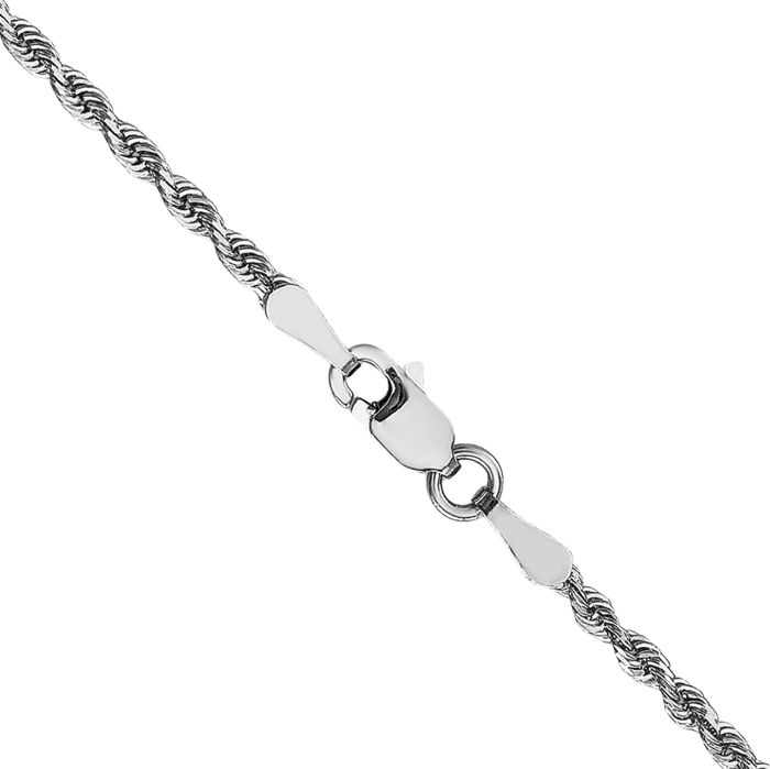 10K Solid White Gold 2mm Quadruple Rope Chain Twisted Link Necklace