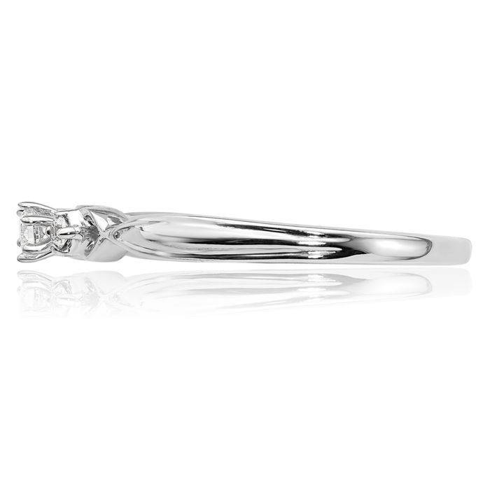 10K Solid White Gold 3 Stone Diamond Ring