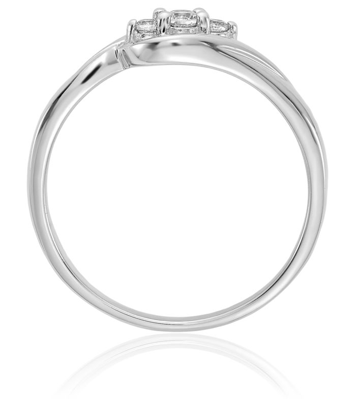 10K Solid White Gold 3 Stone Diamond Ring