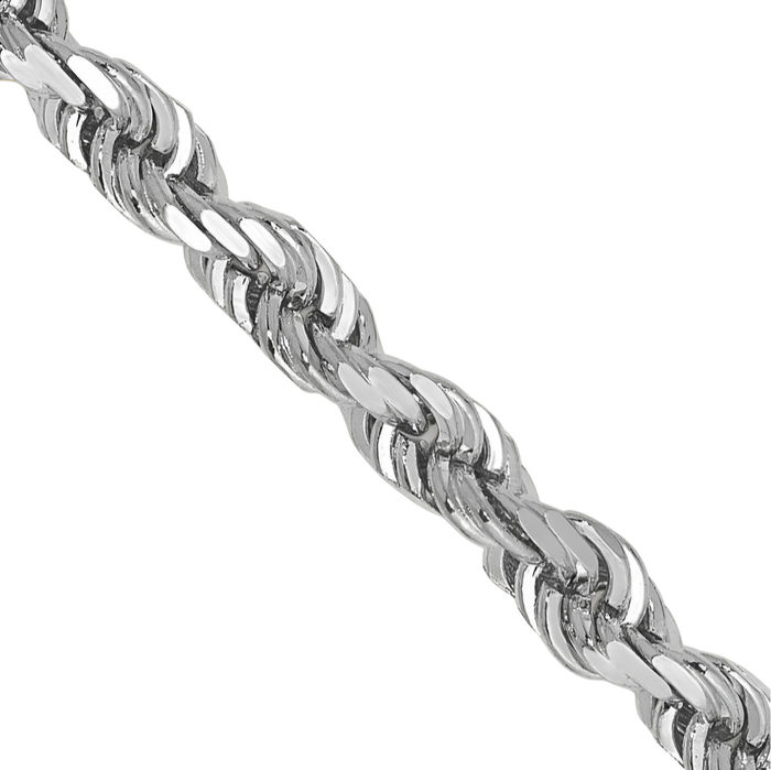 10K Solid White Gold 3.35mm Quadruple Rope Chain Twisted Link Necklace