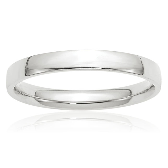 10K Solid White Gold 3mm Comfort Fit Plain Classic Wedding Band Ring