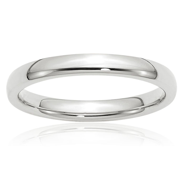 10K Solid White Gold 3mm Comfort Fit Plain Classic Wedding Band Ring