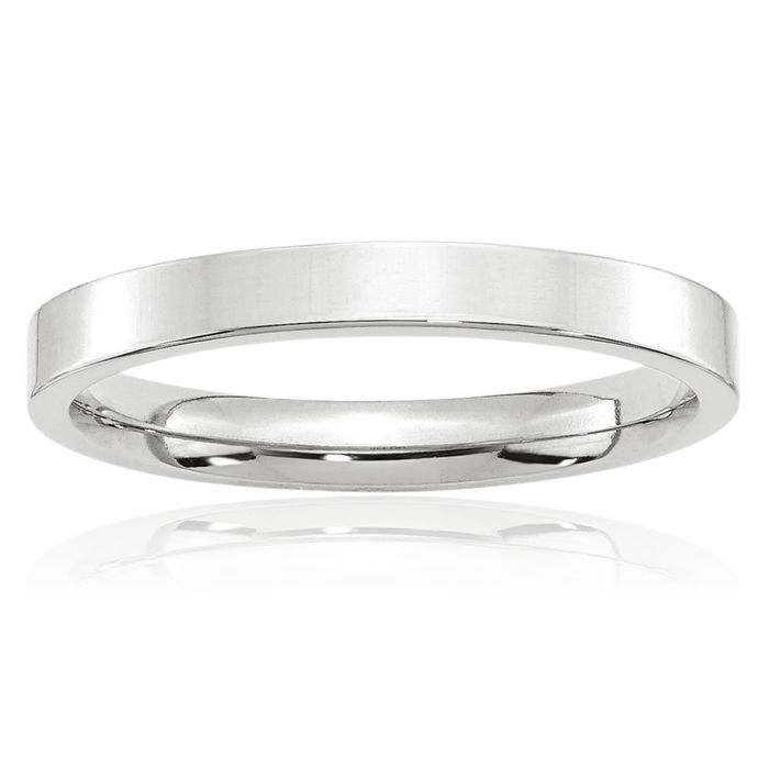 10K Solid White Gold 3mm Comfort Fit Plain Classic Wedding Band Ring