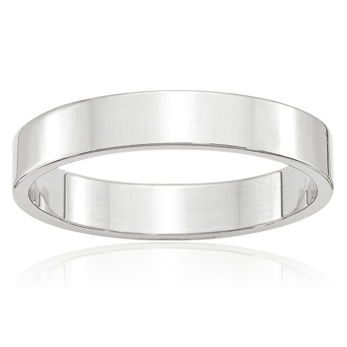 10K Solid White Gold 4mm Plain Classic Wedding Band Ring