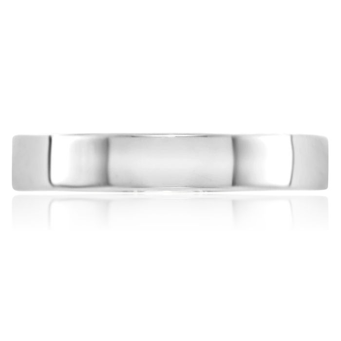 10K Solid White Gold 4mm Plain Classic Wedding Band Ring