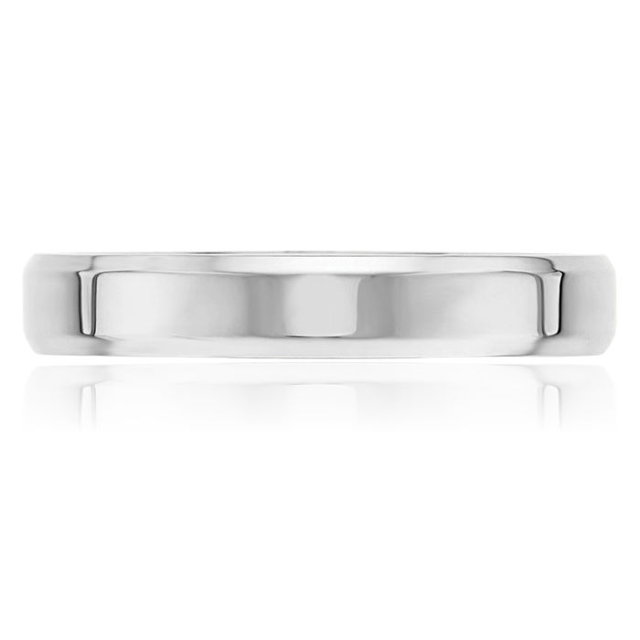 14K Solid White Gold 4mm Edge Comfort Fit Plain Classic Wedding Band Ring