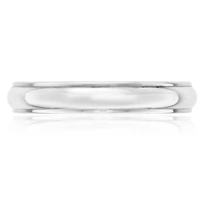 14K Solid White Gold 4mm Half Round Edge Plain Classic Wedding Band Ring