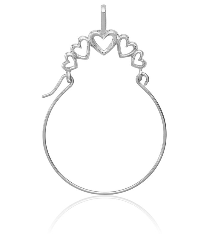 10K Solid White Gold 5 Heart Necklace Love Pendant Charm Holder