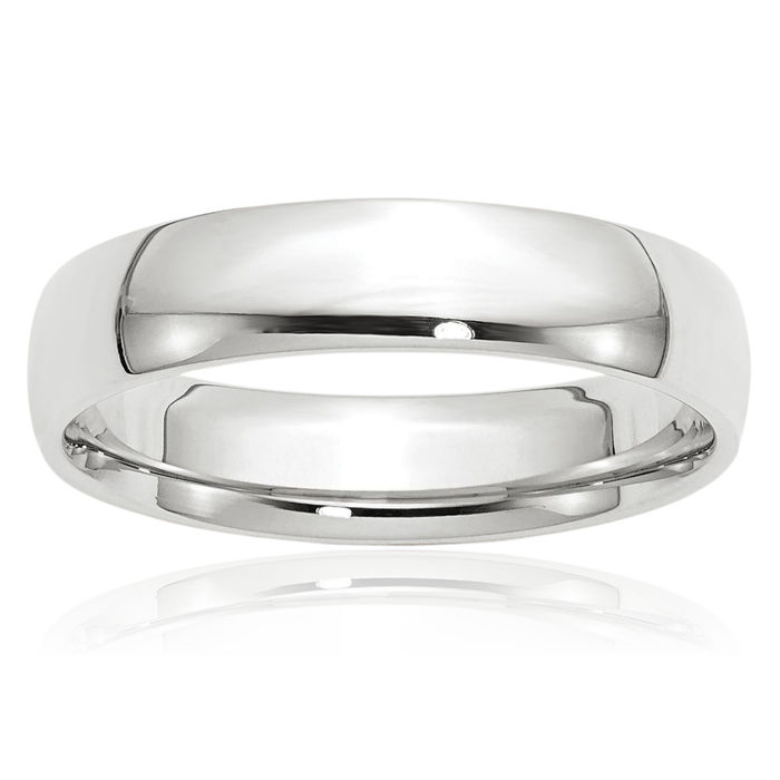 10K Solid White Gold 5mm Comfort Fit Plain Classic Wedding Band Ring