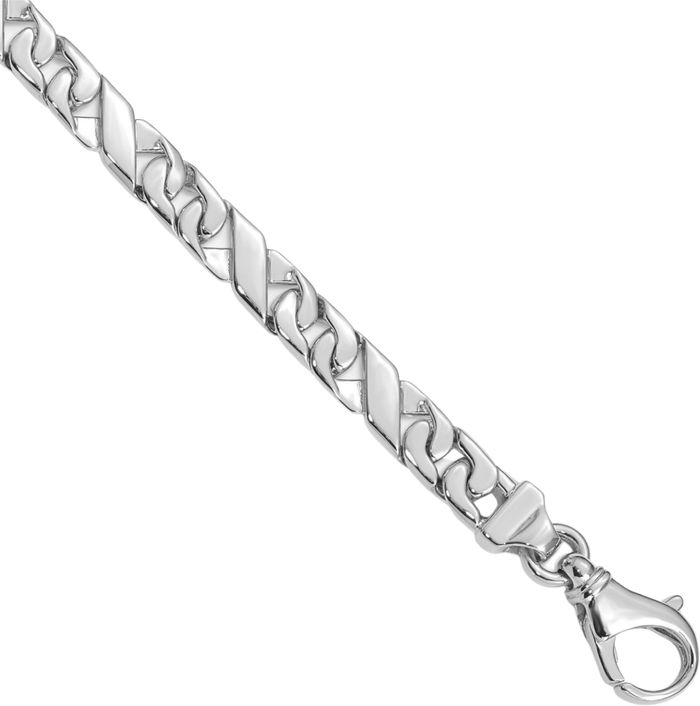 10K Solid White Gold 6.7mm Link Chain Bracelet