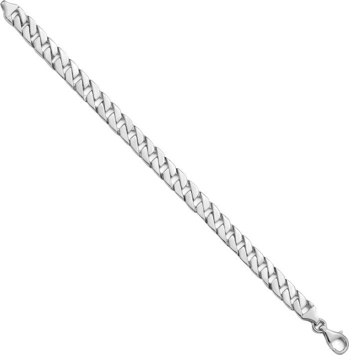 10K Solid White Gold 7.4mm Link Chain Bracelet
