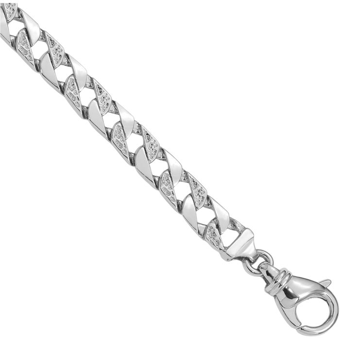 10K Solid White Gold 7.5mm Link Chain Bracelet