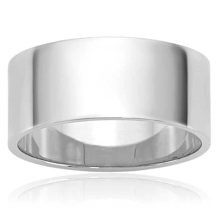 14K Solid White Gold 8mm Plain Classic Wedding Band Ring