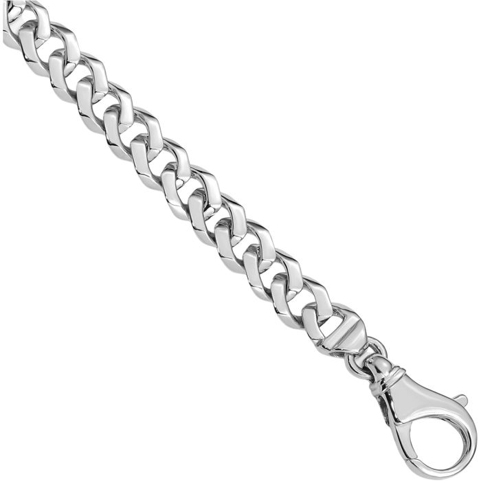 10K Solid White Gold 8mm Link Chain Bracelet