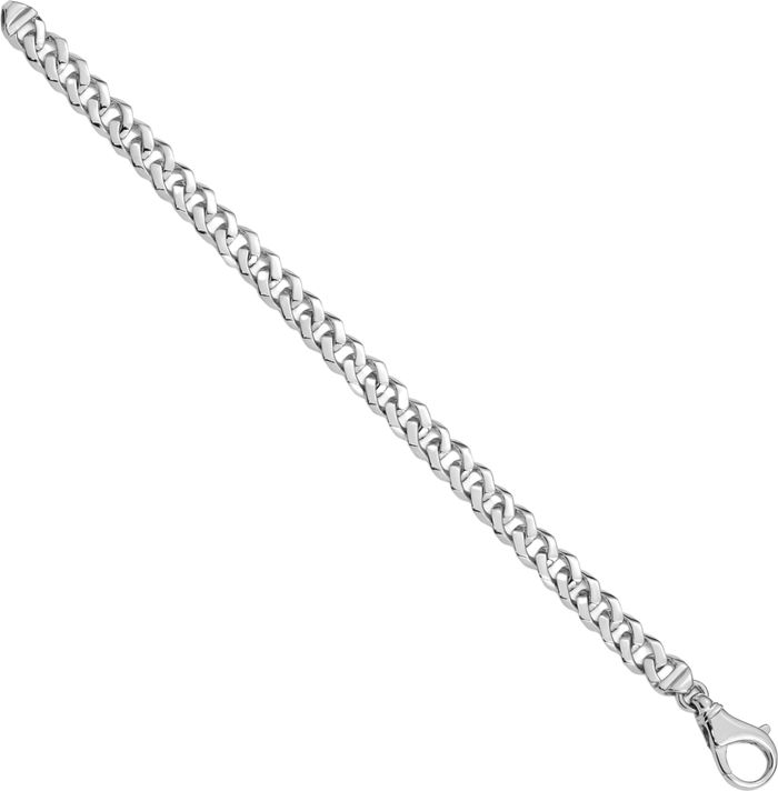 10K Solid White Gold 8mm Link Chain Bracelet