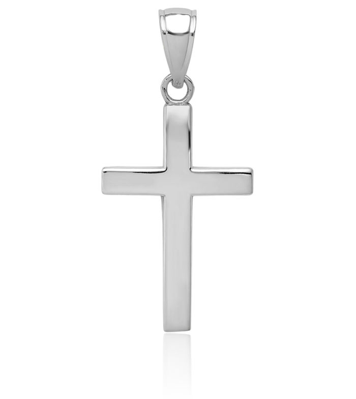 10K Solid White Gold Holy Cross Necklace Religious Chain Pendant Jesus Christ Charm