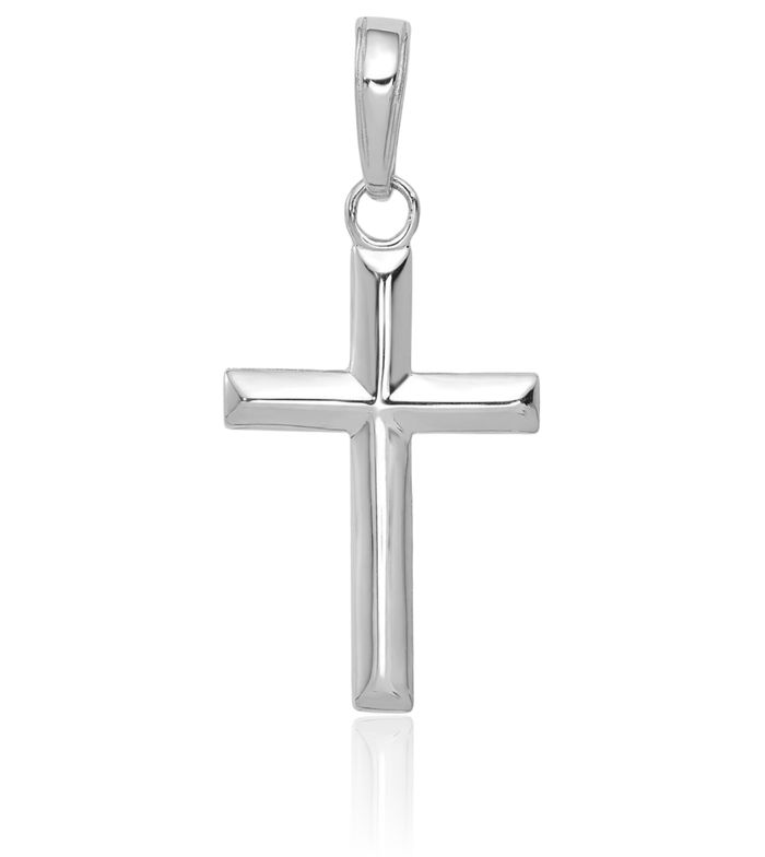 10K Solid White Gold Latin Mexican Holy Cross Necklace Religious Chain Pendant Jesus Christ Charm