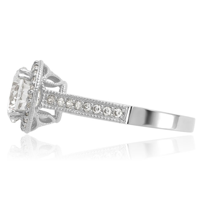 10K Solid White Gold Cubic Zirconia CZ Engagement Ring