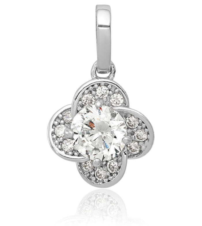 10K Solid White Gold Cubic Zirconia CZ Necklace Chain Pendant Charm