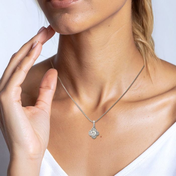 10K Solid White Gold Cubic Zirconia CZ Necklace Chain Pendant Charm