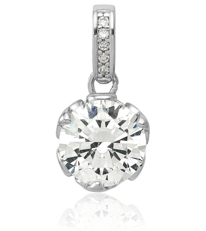 10K Solid White Gold Cubic Zirconia CZ Necklace Chain Pendant Charm