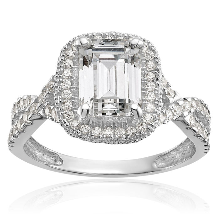 10K Solid White Gold Cubic Zirconia CZ Ring